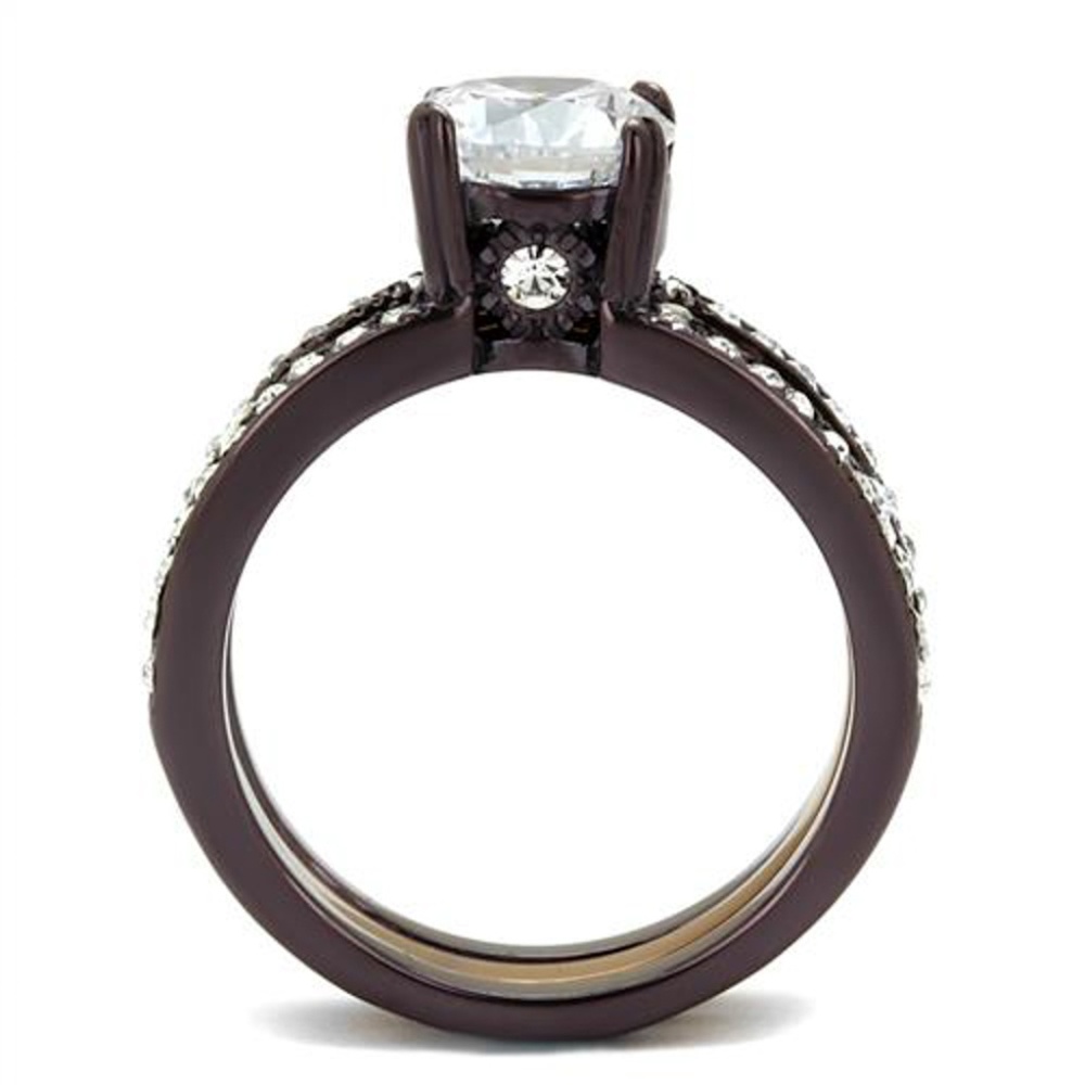 2.75 Ct Zirconia Stainless Steel Wedding Ring Set - Picture 3 of 5